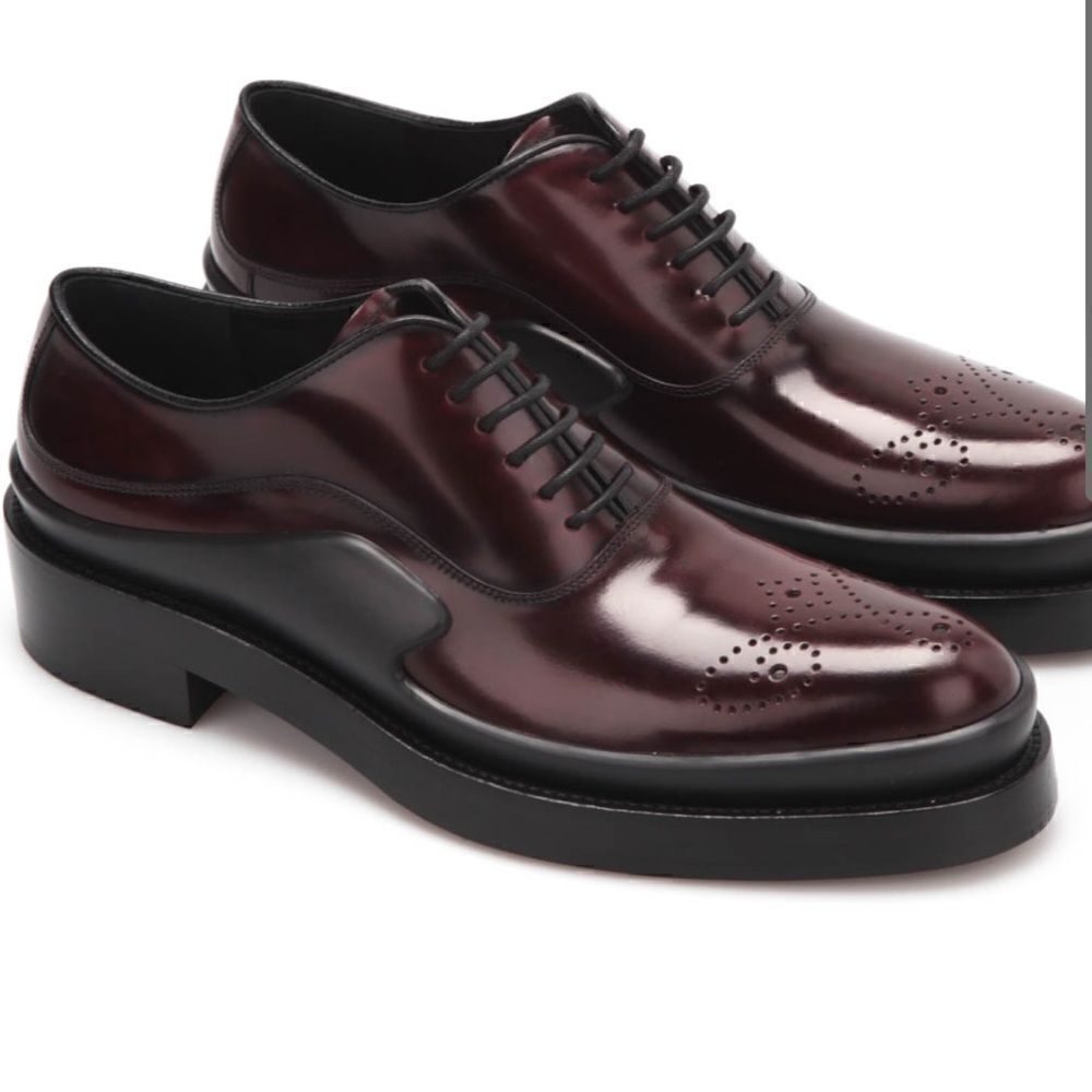 Prada round toe brushed leather oxfords size 6, EU 38,5-39 - Picture 2 of 15